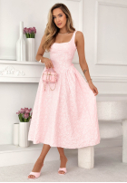 Rozkloszowana Kleid midi z kwadratowym dekoltem Aurelie Puderrosa