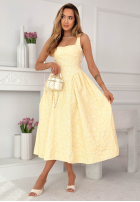 Rozkloszowana Kleid midi z kwadratowym dekoltem Aurelie Puderrosa