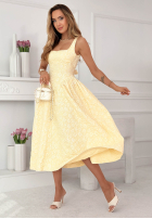 Rozkloszowana Kleid midi z kwadratowym dekoltem Aurelie Puderrosa