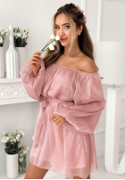 Szyfonowa Kleid mini z bufiastymi Persephone rękawami