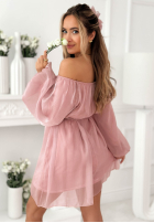 Szyfonowa Kleid mini z bufiastymi Persephone rękawami