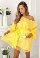 Szyfonowa Kleid mini z bufiastymi Persephone rękawami