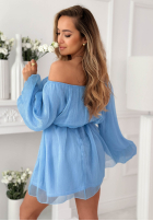 Szyfonowa Kleid mini z bufiastymi Persephone rękawami