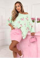 Bluza oversize w róże Rosanella pisacjowa