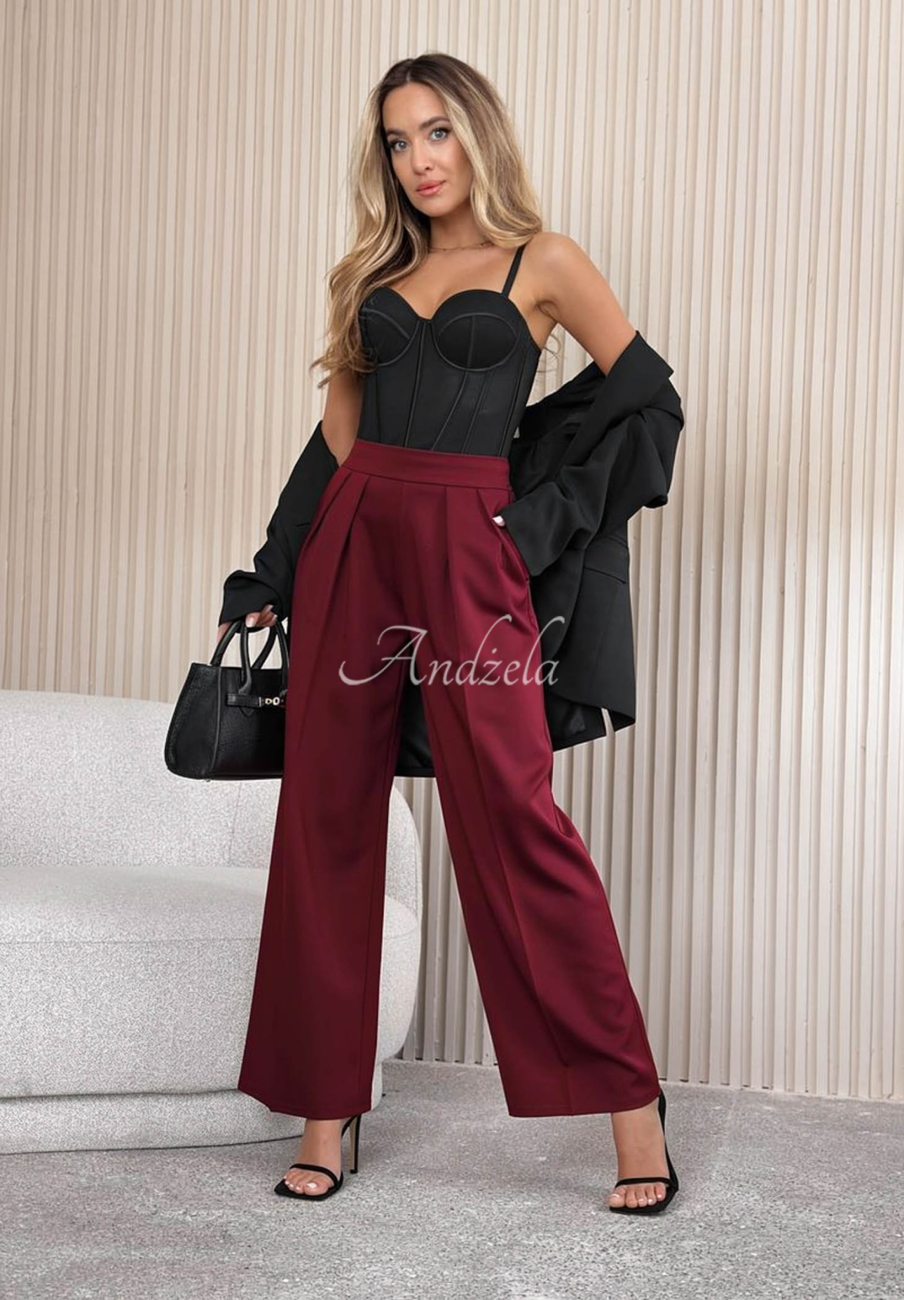 Elegante, weite Hose After You Left Burgund