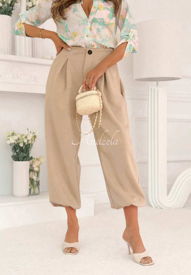 Viskosehose mit B&uuml;ndchen What You Wanted Beige