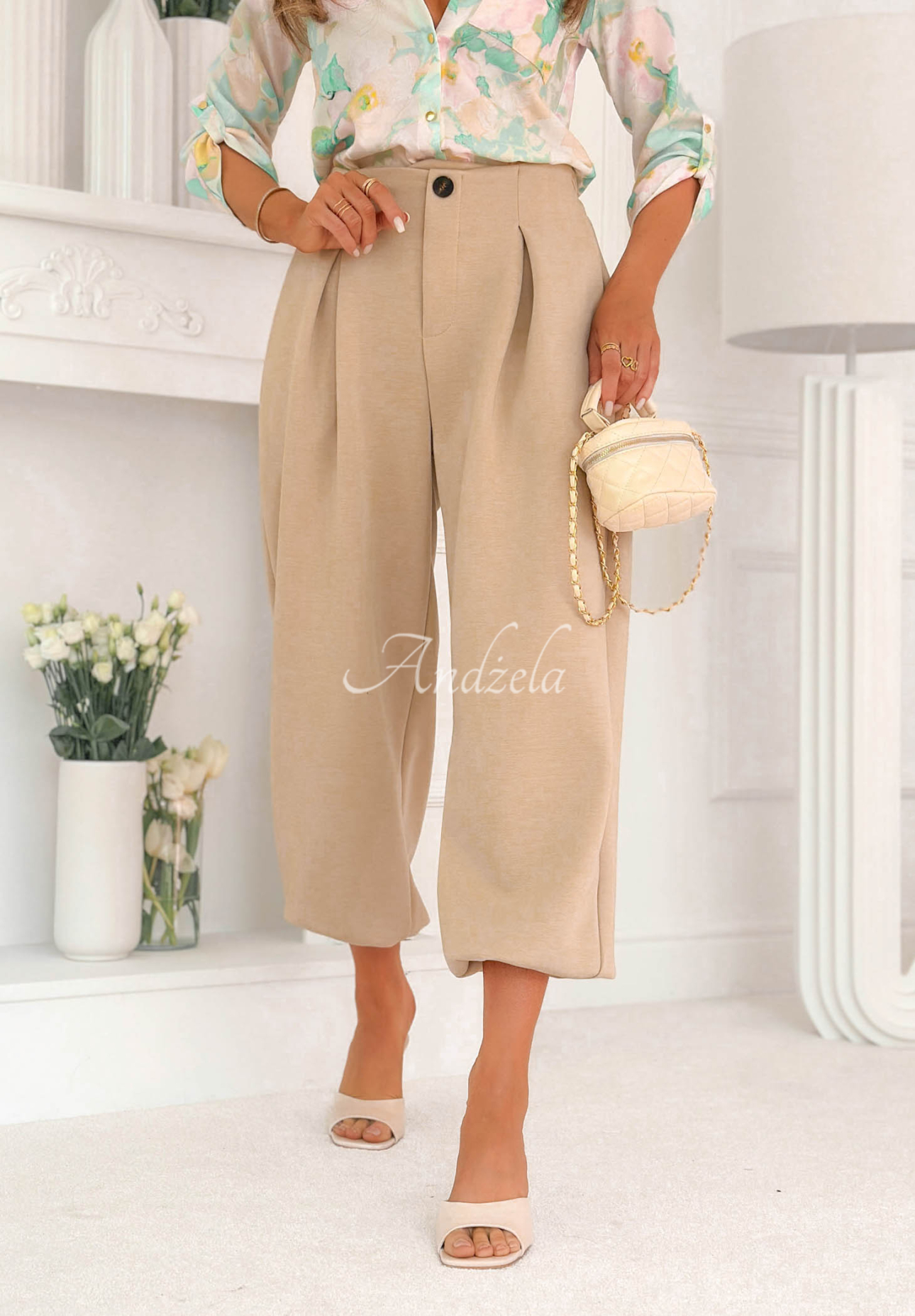 Viskosehose mit Bündchen What You Wanted Beige