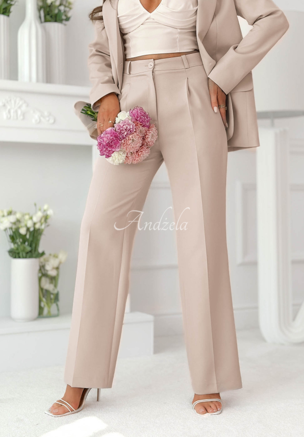 Elegante Hose wide leg aus Viskose Perfect Timing Beige