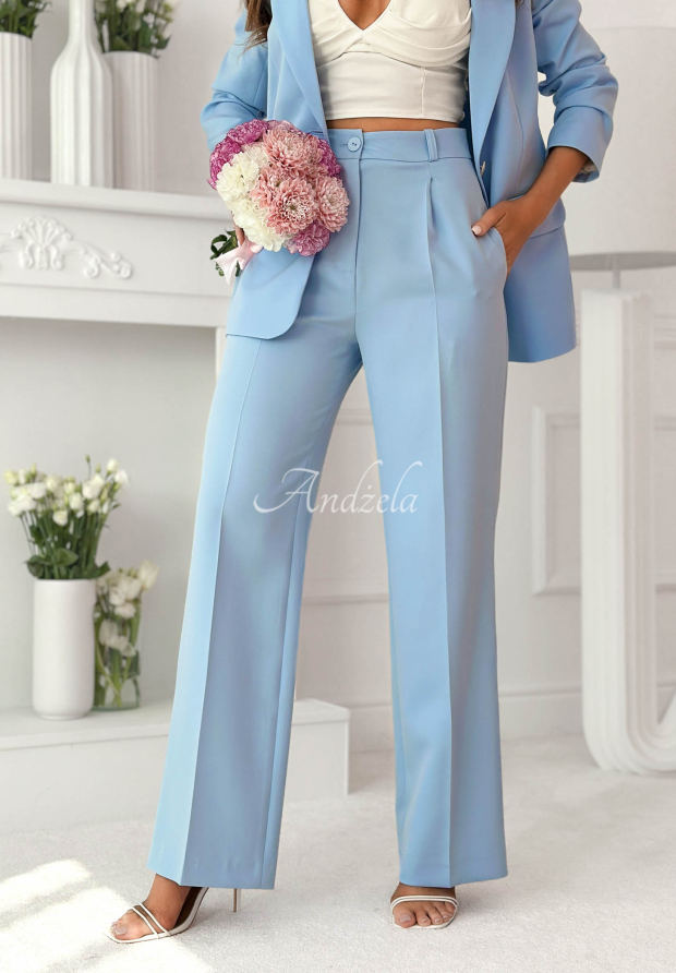 Elegante Hose wide leg aus Viskose Perfect Timing Himmelblau
