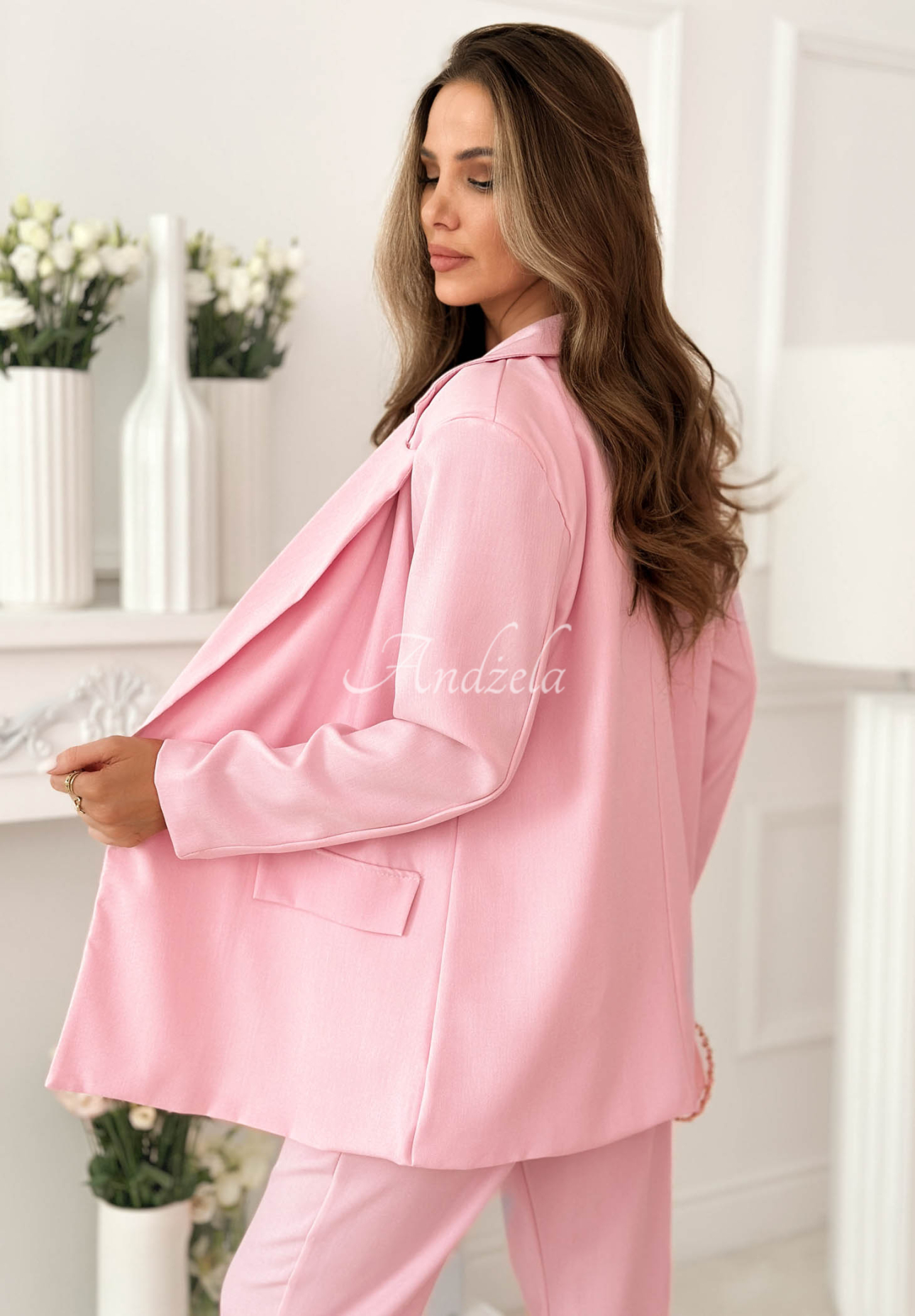 Eleganter zweireihiger Blazer mit Kragen Cordelia Rosa