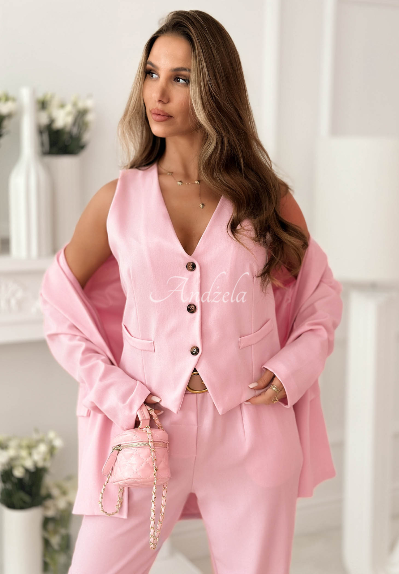 Kurze elegante Weste Cordelia Rosa