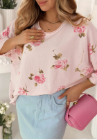 Bluza oversize w róże Rosanella pisacjowa