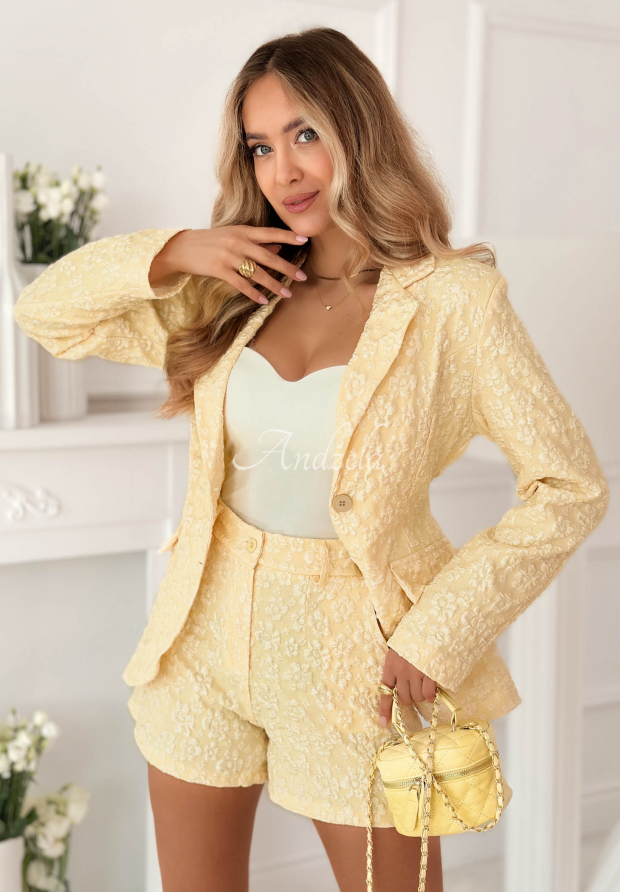 Jacquard-Set aus Blazer und Shorts Susan Gelb