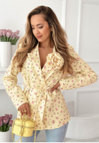 Kwiecista marynarka z paskiem i różą Macarena żółta