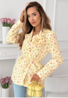 Kwiecista marynarka z paskiem i różą Macarena żółta
