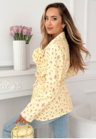 Kwiecista Blazer z paskiem i różą Macarena Gelb