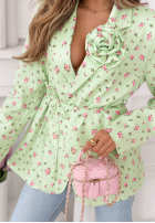 Kwiecista Blazer z paskiem i różą Macarena Gelb