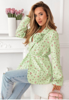 Kwiecista Blazer z paskiem i różą Macarena Gelb