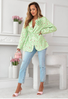 Kwiecista marynarka z paskiem i różą Macarena żółta