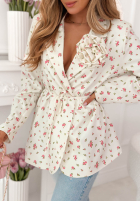 Kwiecista marynarka z paskiem i różą Macarena żółta