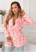 Kwiecista Blazer z paskiem i różą Macarena Gelb