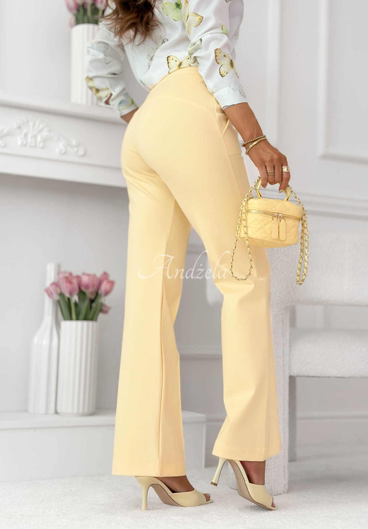 Can't Ignore Me Yellow Fabric Bell-Bottom Pants