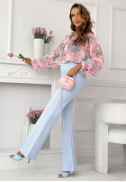 Materiałowe spodnie dzwony Can't Ignore Me ecru