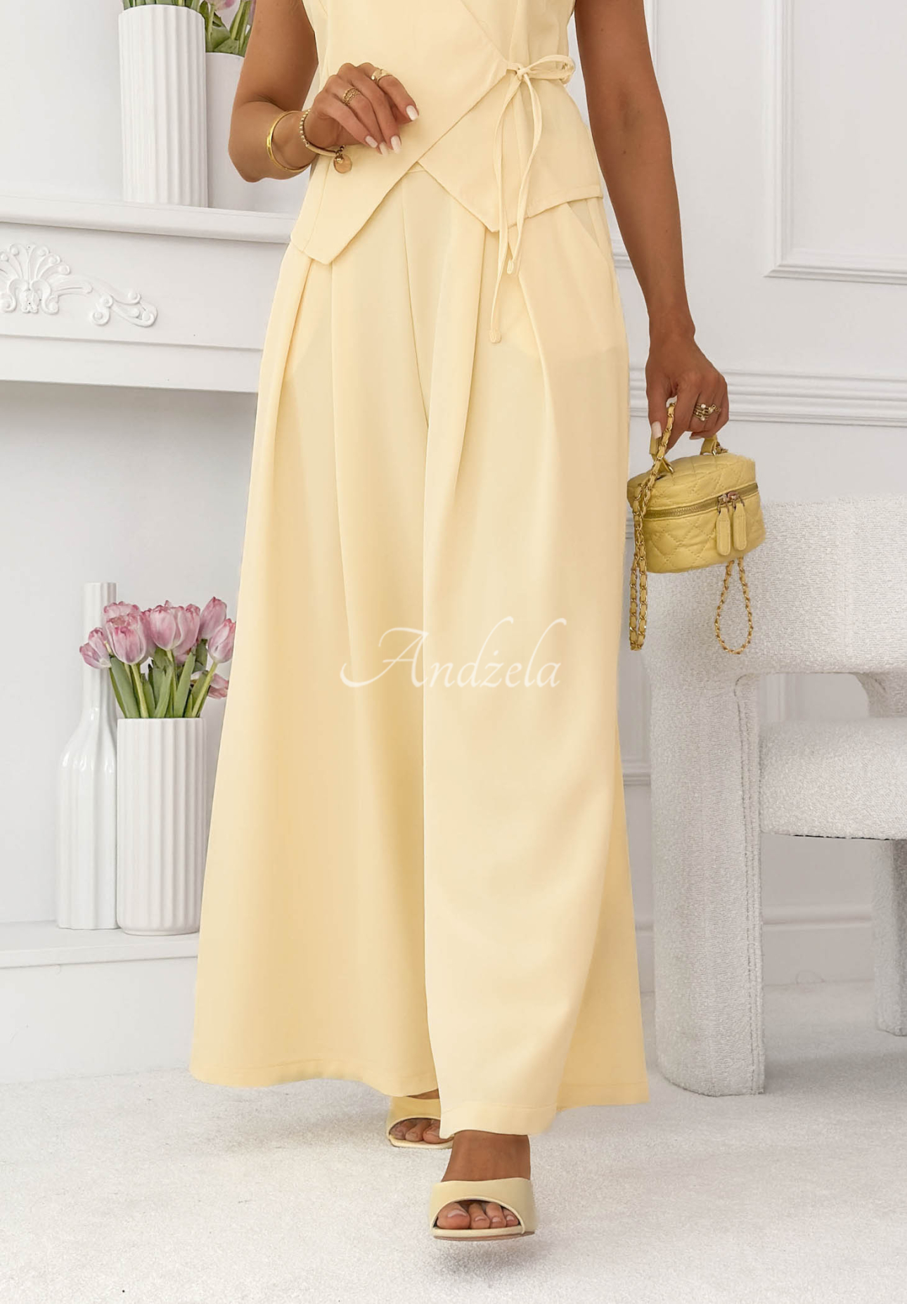 Aracelli Yellow Wide-Leg Trousers