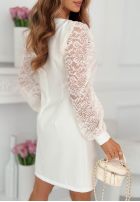 Kleid z koronkowymi rękawami Daniela Ecru