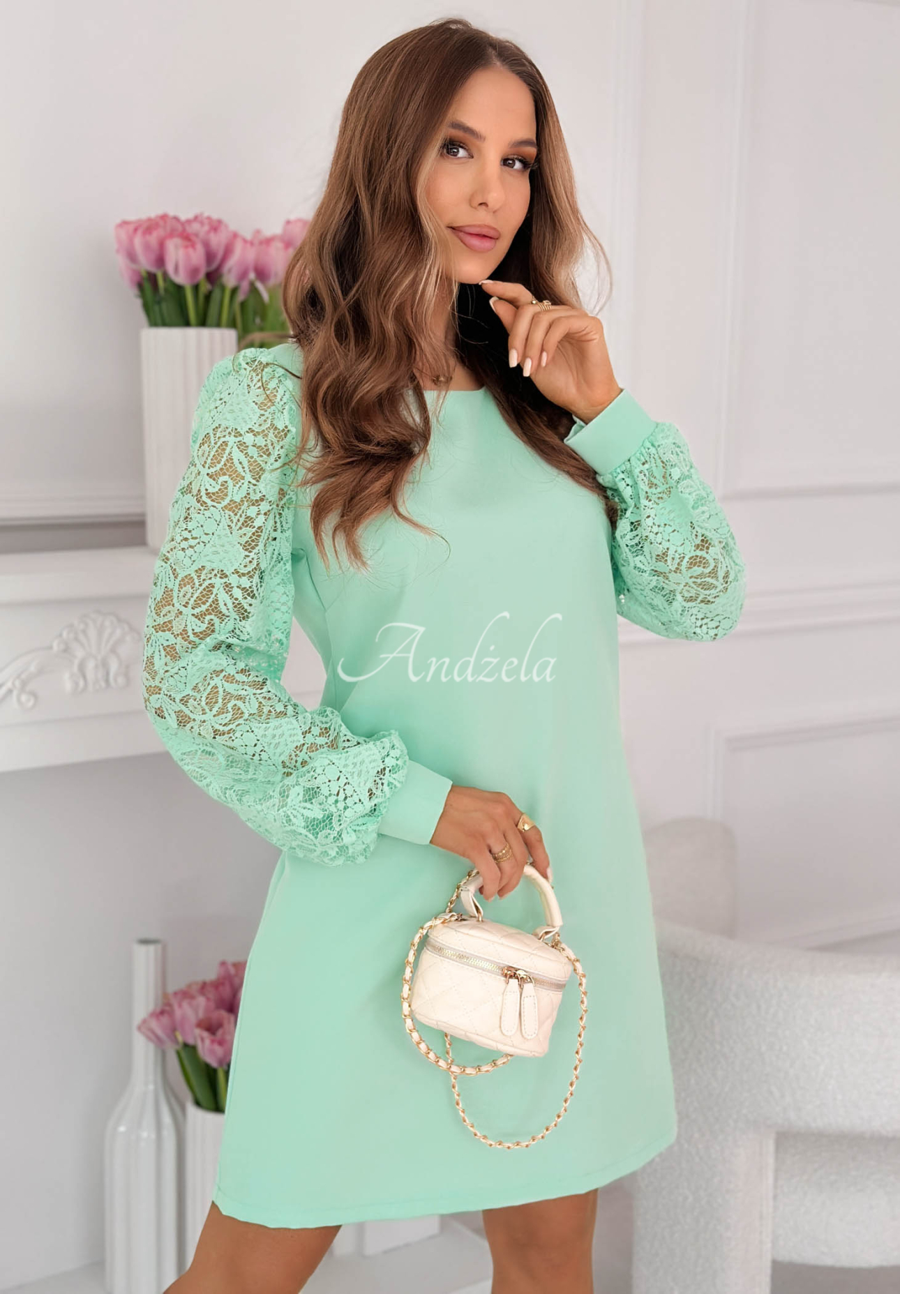 Kleid mit Spitzenärmeln Daniela