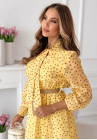 Sukienka maxi z tencelu w groszki Tatiana żółta