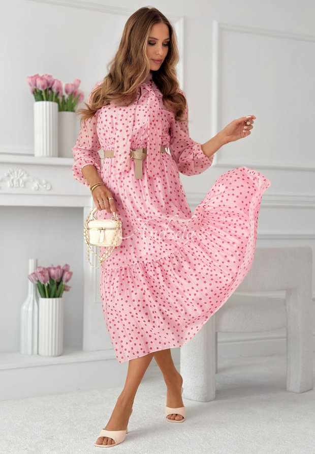 Midi-Kleid aus Tencel mit Punkten Tatiana Rosa