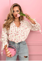 Kwiecista Bluse z wiązaniem Nellie Weiß