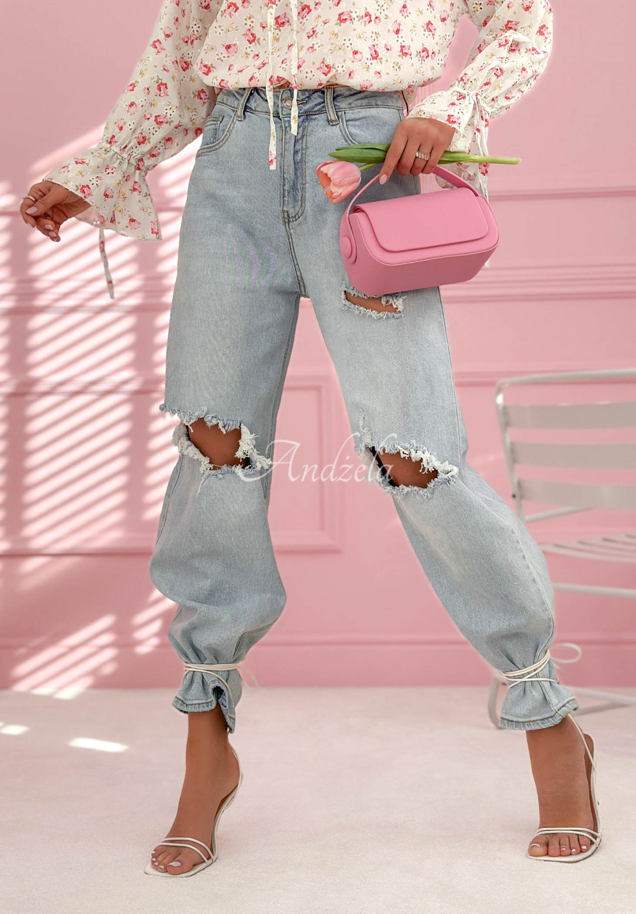 Nikki Blue Distressed Balloon Jeans