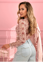 Kwiecista Bluse z siateczki Miravelle Rosa
