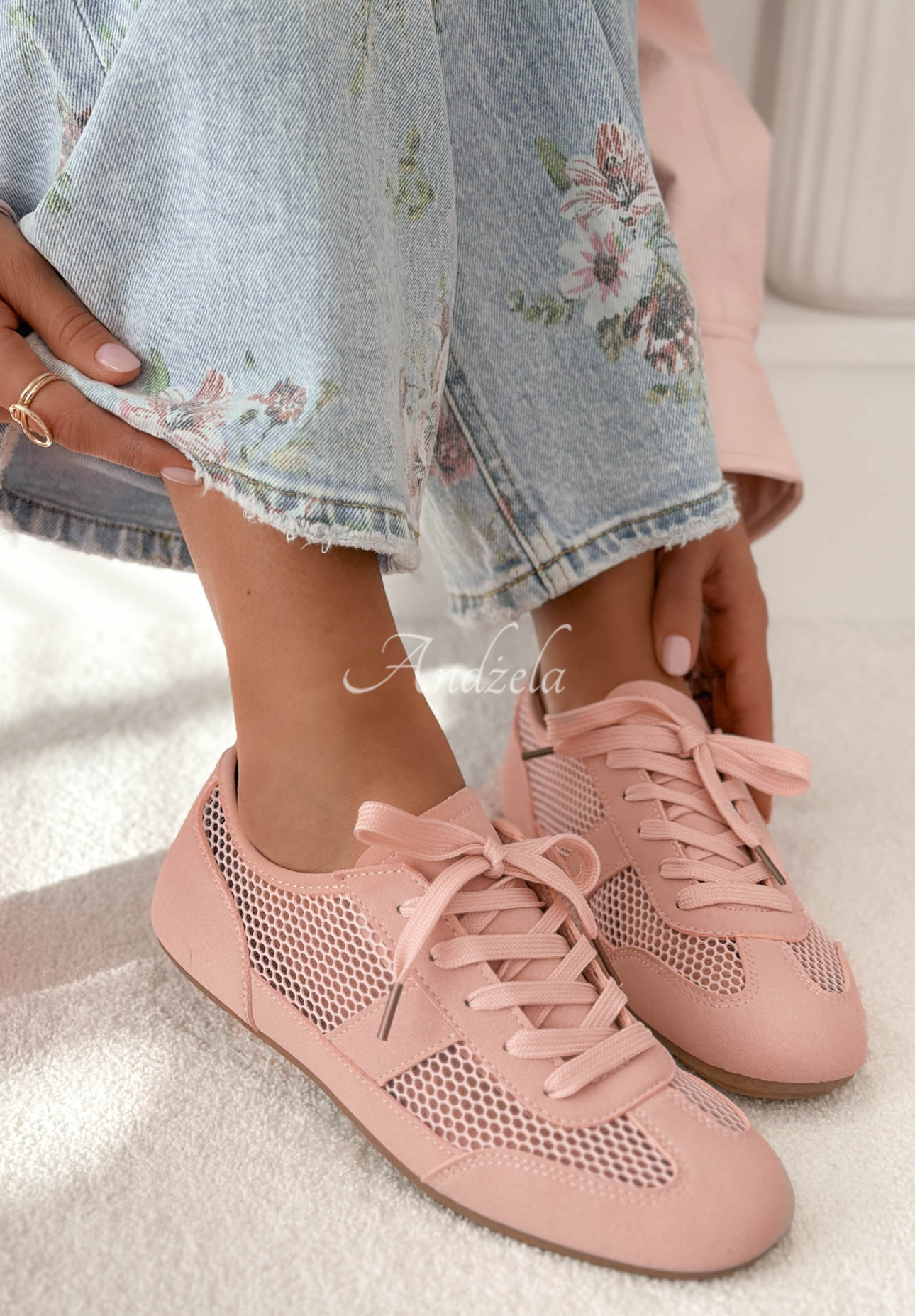 Cassidy Openwork Sneakers in Powder Pink