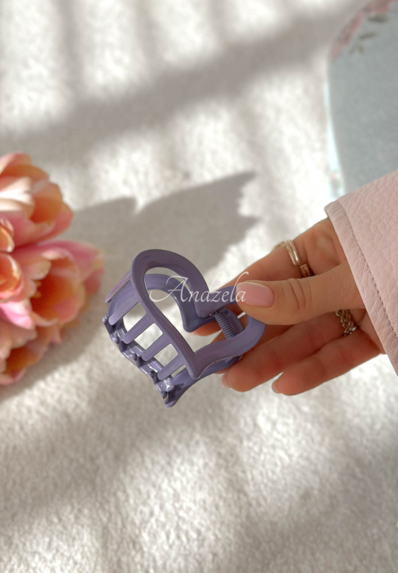 Velvette Heart Purple Hair Clip