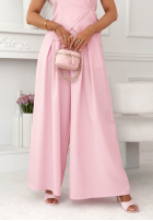 Elegancki komplet spodnie wide leg i kopertowa kamizelka Aracelli mokka