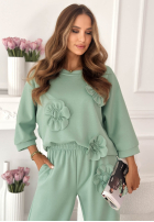 Komplet dresowy z kwiatami Floralia pudrowy róż