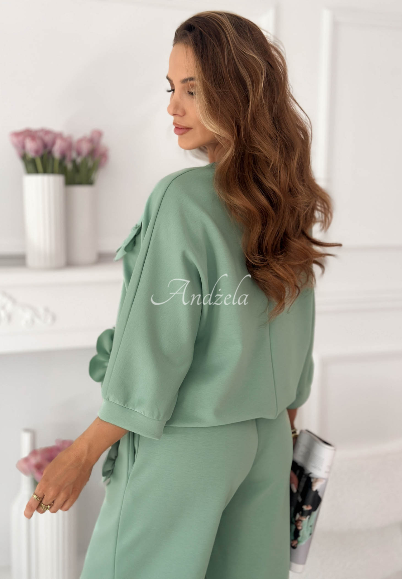 Trainingsanzug-Set mit Blumenmuster und Viskose Floralia Pistaziengrün