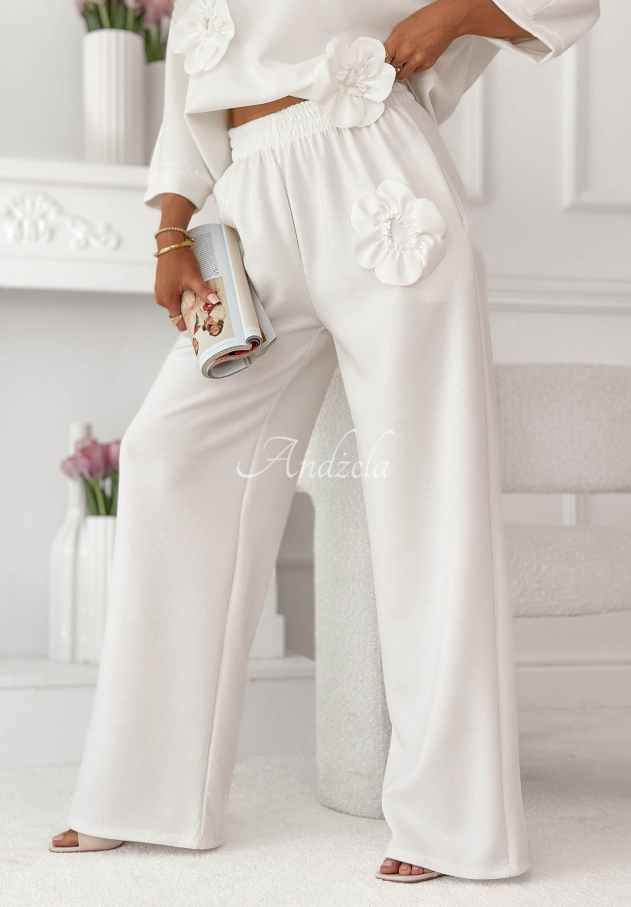 Floralia Ecru Floral and Viscose Sweatsuit Set
