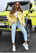 Pikowana Jacke z kołnierzem Where Are We Weiß