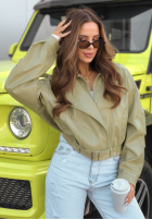 Krótka skórzana Jacke bomberka Glorianna Pistaziengrün