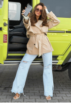 Krótki trencz z paskiem Nerissa Olivgrün