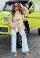 Krótki trencz z paskiem Nerissa Olivgrün