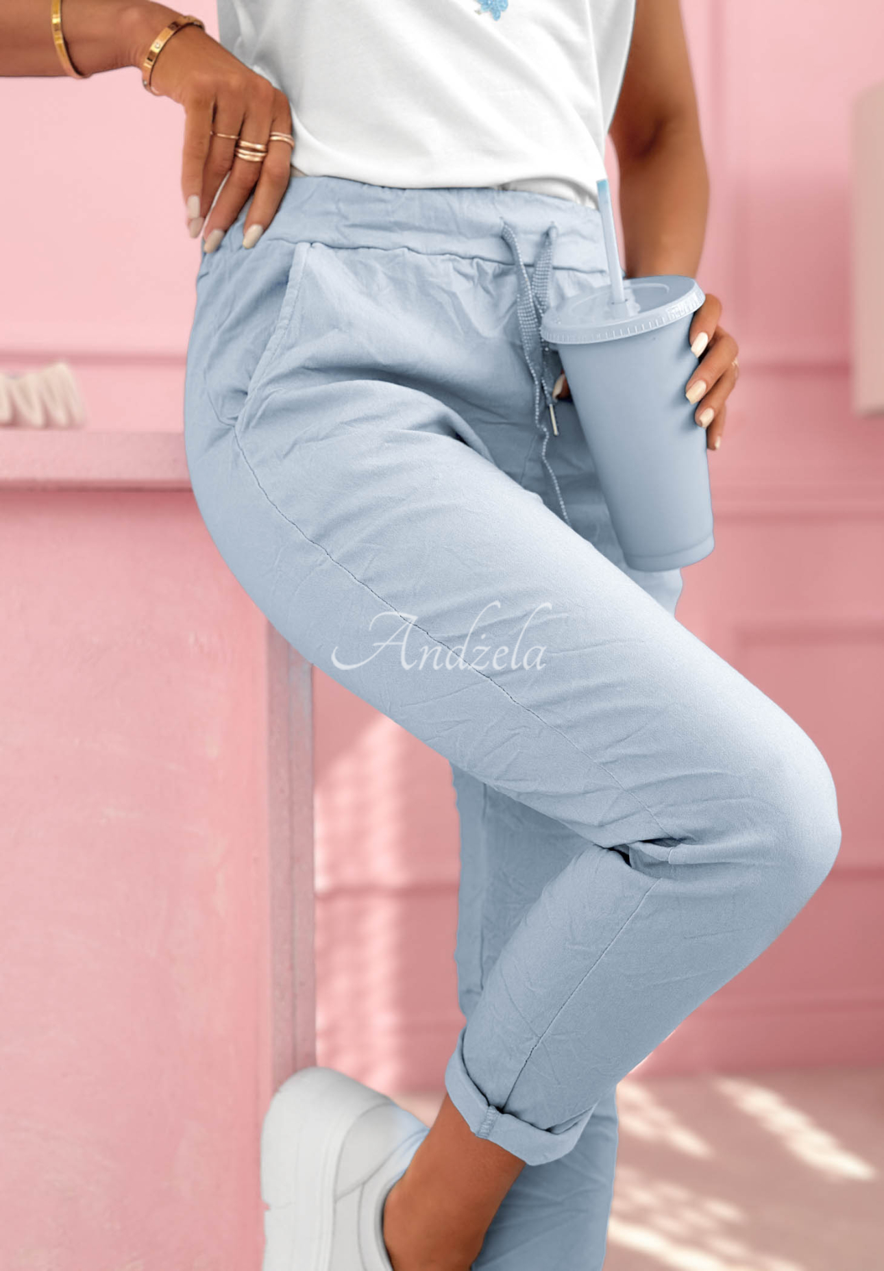 Stoffhose aus Viskose Archie Hellblau