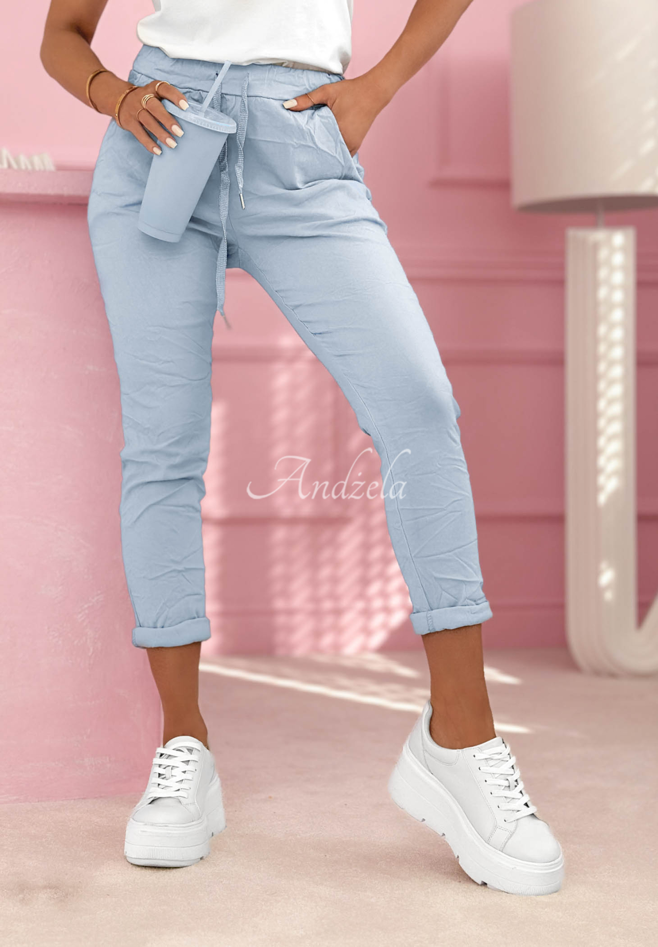 Archie Light Blue Viscose Pants