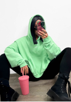 Bluza oversize z kapturem i kangurka La Milla Francesca błękitna