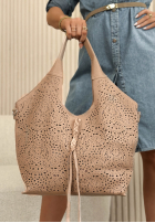 Skórzana ażurowa Tasche Muriel Beige