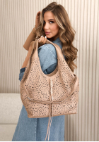 Skórzana ażurowa Tasche Muriel Beige